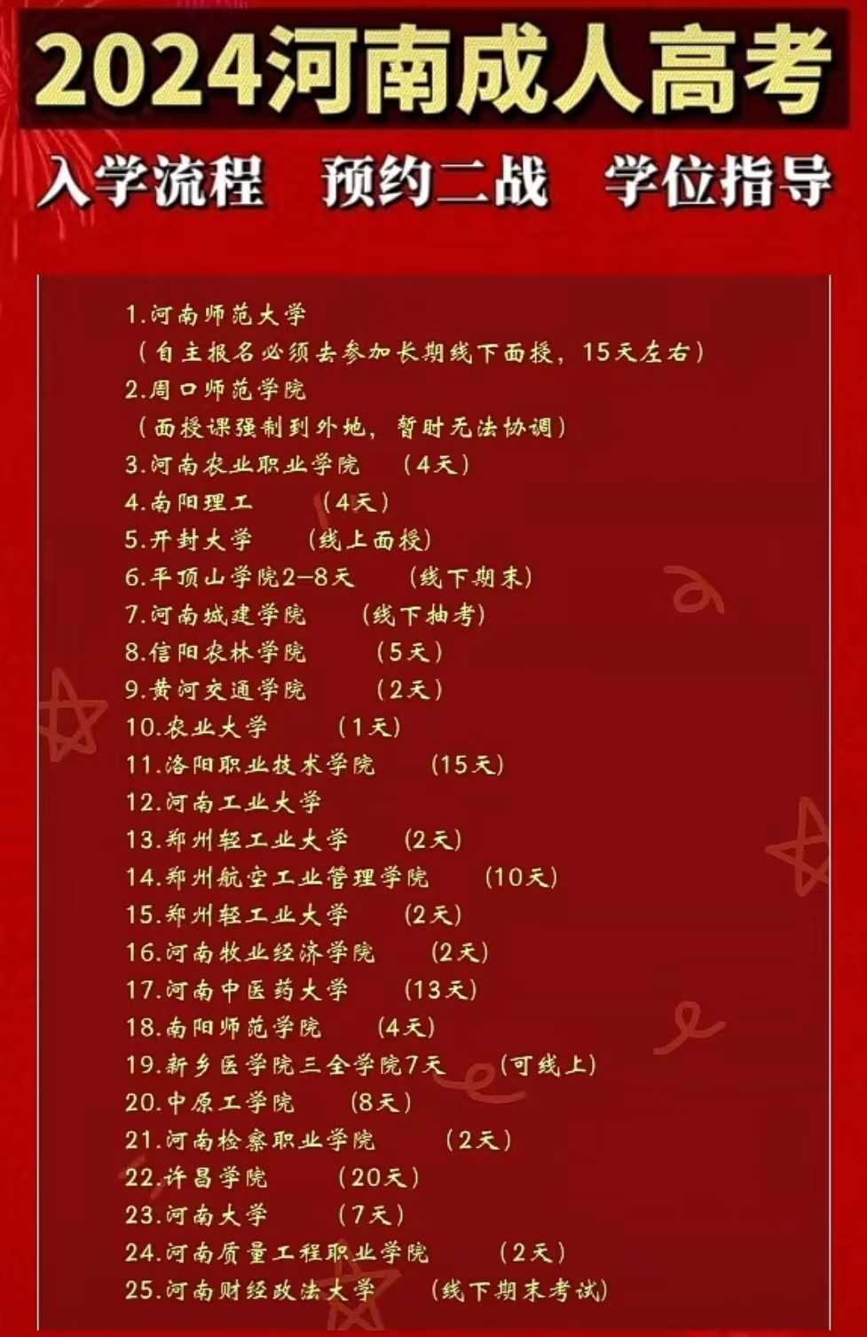 开封2025成人本科考试时间
